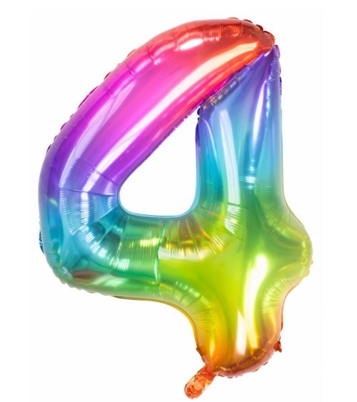 Zahl-Folienballon "4" - Yummy Gummy Rainbow - 86 cm