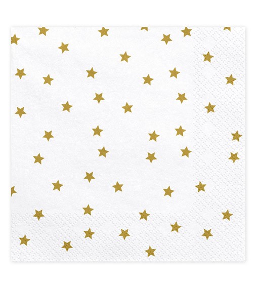 Servietten "Goldene Sterne" - weiß - 20 Stück