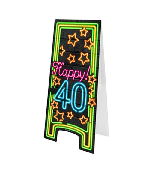 Aufsteller "Happy 40" - Neon - 58 x 25 cm