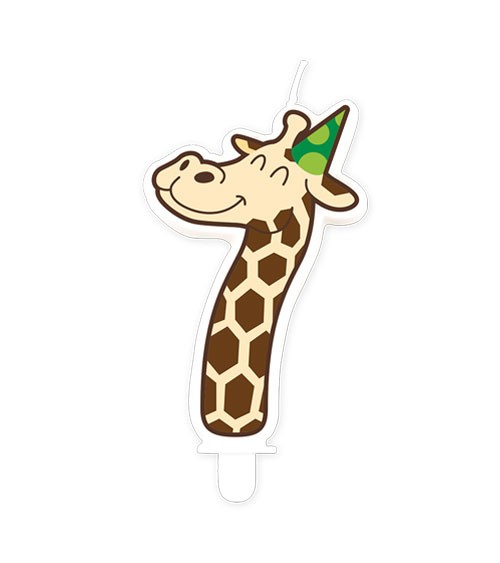 Geburtstagskerze Zahl 7 "Giraffe" - 10 cm