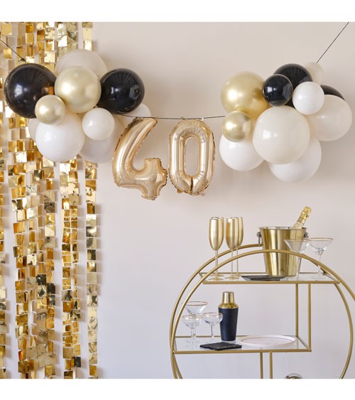 Ballon-Deko-Set "40. Geburtstag" - nude, schwarz & weißgold