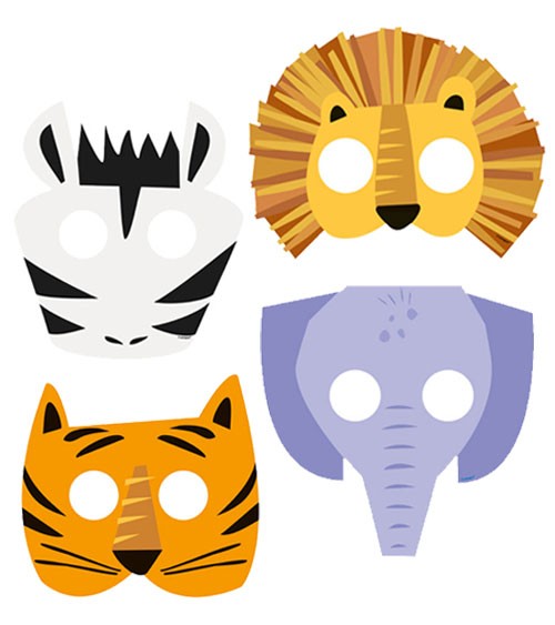 Partymasken "Animal Safari" - 8 Stück