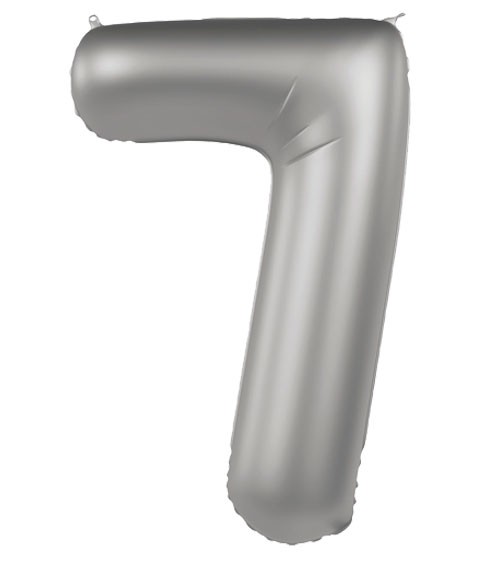 Folienballon Zahl "7" - satin silber - 86 cm