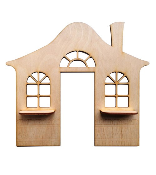 Wichtel Hausfassade aus Holz - 34,4 x 30 cm