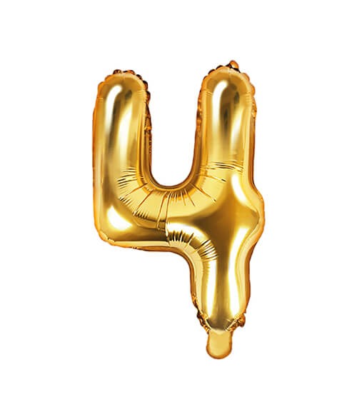 Folienballon Zahl "4" - gold - 35 cm