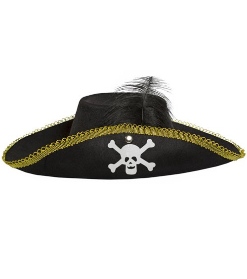 Piratenhut mit Feder Piraten Hut rot Freibeuter Seeräuber Musketierhut Pirat