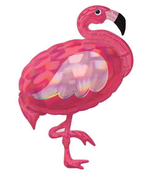Supershape-Folienballon "Pink Flamingo" - Holographic - 71 x 83 cm