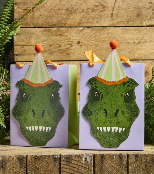 Partytüten aus Papier "Dino Birthday" - 5 Stück