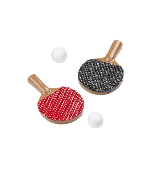 Mini Tischtennisschläger mit Bällen - 1,8 x 3 cm - 4-teilig
