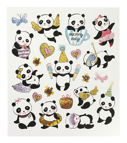 Sticker "Pandas" - mit Metallic-Effekt - 1 Bogen