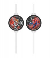 Papiertrinkhalme "Spiderman World of Webs" - 4 Stück