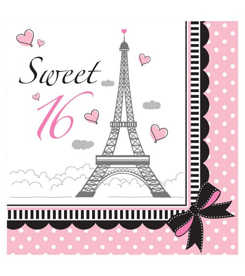 Servietten "Party in Paris" - Sweet 16 - 18 Stück