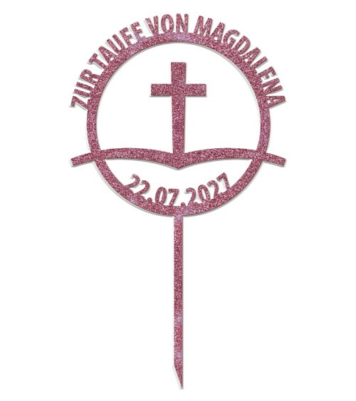 Dein Cake-Topper aus Acryl "Kreuz" - Wunschtext
