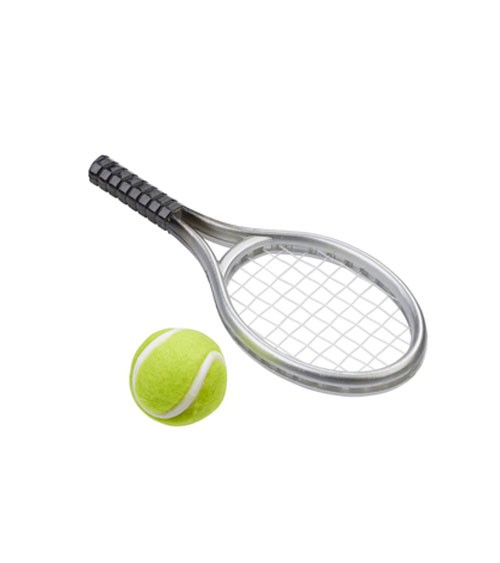 Kleiner Tennisschläger mit Ball - 3,5 x 9 cm