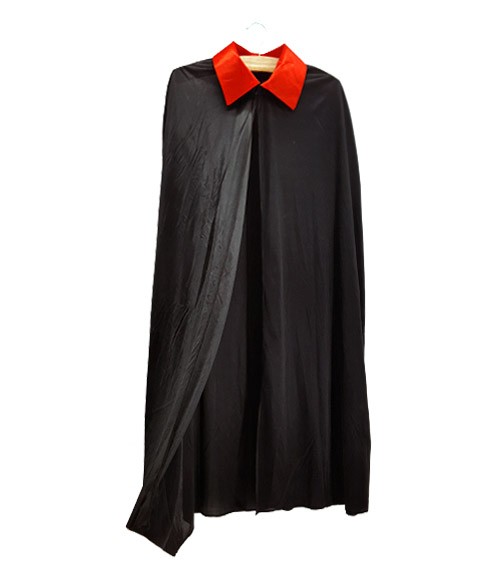 Schwarzer Kostüm-Umhang mit rotem Kragen