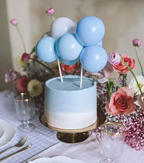 Kuchendekoration mit Ballons "Farbmix Blau" - 18-teilig