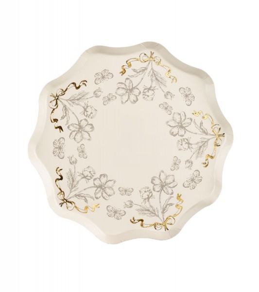 Kleine Pappteller "Vintage Flowers" - 6 Stück