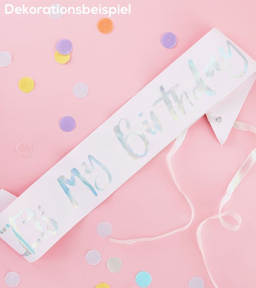 Schärpe "It's my Birthday" - rosa/irisierend