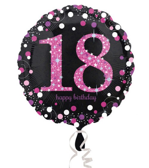 Runder Folienballon "Sparkling Pink" - 18. Geburtstag