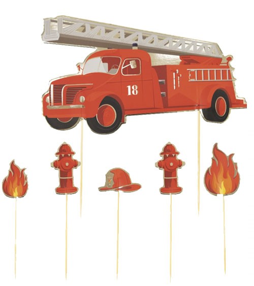 Cake-Topper-Set "Feuerwehr" - 6-teilig
