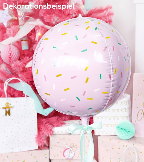 Kugel-Folienballon "Sprinkle" - rosa - 40 cm