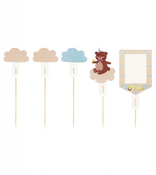 Cake-Topper-Set "Teddy" - 1. Geburtstag - 5-teilig