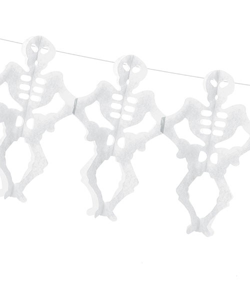 Seidenpapiergirlande "Skelette" - weiß - 3 m