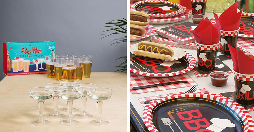 "Beer & Prosecco Pong" und ein gemütlicher Tisch zum Beisammensein - perfekt für die Grillparty