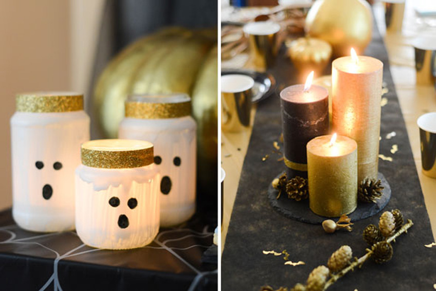 Elegante Halloween-Deko mit glänzenden Lichteffekten Elegante Halloween-Deko mit glänzenden Lichteffekten