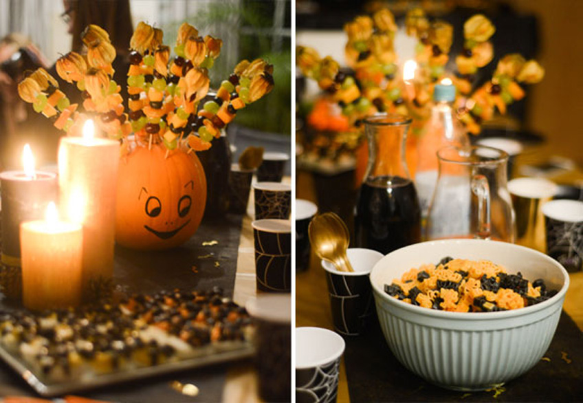 Snacks für die Halloween-Kinderparty: Obst-Kürbis, Spinnen-Eier und Grusel-Nudeln Snacks für die Halloween-Kinderparty: Obst-Kürbis, Spinnen-Eier und Grusel-Nudeln