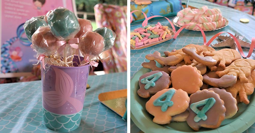 Maritime Plätzchen und bunte Cake Pops - eine Augenweide auf der Meerjungfrauen-Party