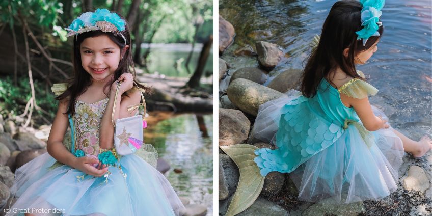 Meerjungfrauen-Kostüm Kleid mit Flosse für 5-6 Jährige (c) Great Pretenders Meerjungfrauen-Kostüm Kleid mit Flosse für 5-6 Jährige (c) Great Pretenders