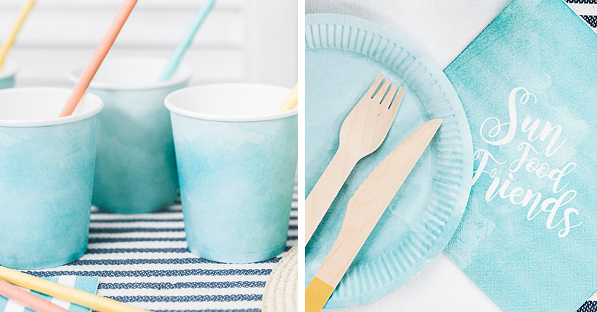 Tolles Geschirr in Himmelblau für das Picknick mit Freunden im Sommer - hol es dir Tolles Geschirr in Himmelblau für das Picknick mit Freunden im Sommer - hol es dir