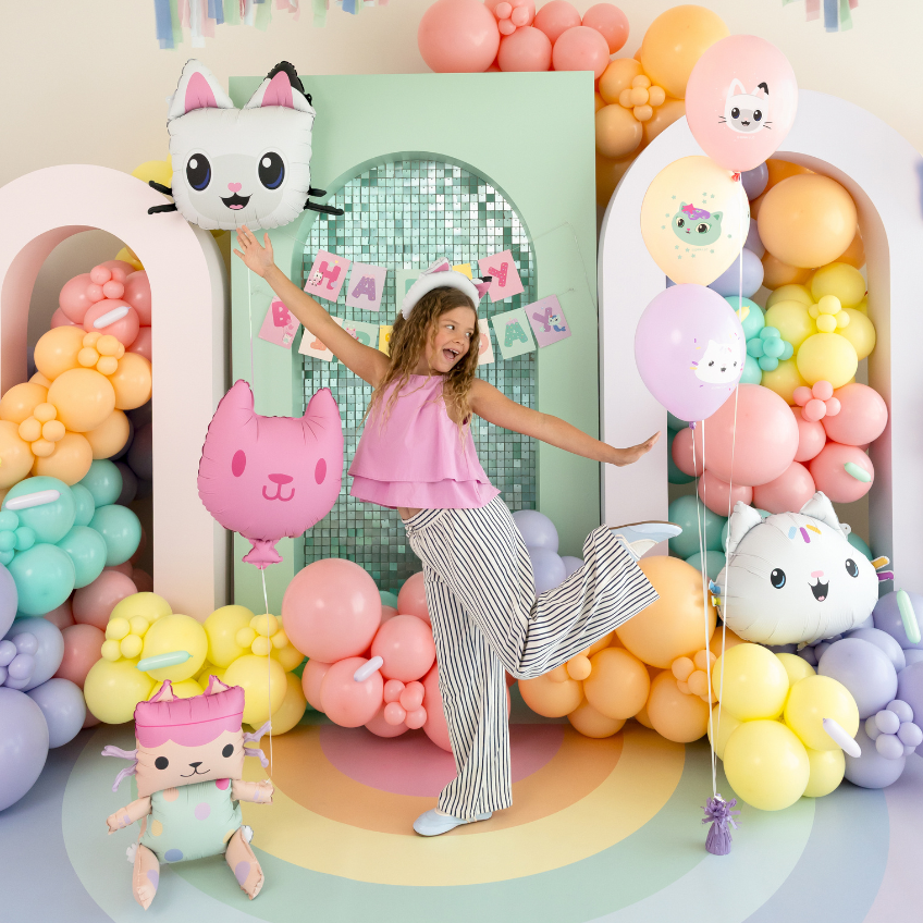 Lizenzierte Gabby's Dollhouse Ballons in mit Originalcharakteren aus der Kinderserie