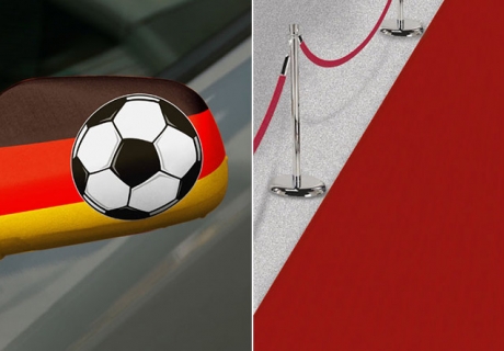 Fußballparty-Flair schon bei der Ankunft erschaffst du mit coolen Accessoires