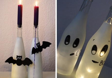Mit dieser Flaschen-DIY-Idee erstrahlt die Halloween-Deko im schönsten Licht