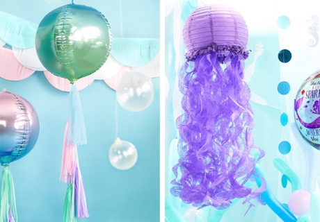 Geniale Motto-Deko zur Meerjungfrauen-Party - Ballons und Lampions, die wie Quallen aussehen