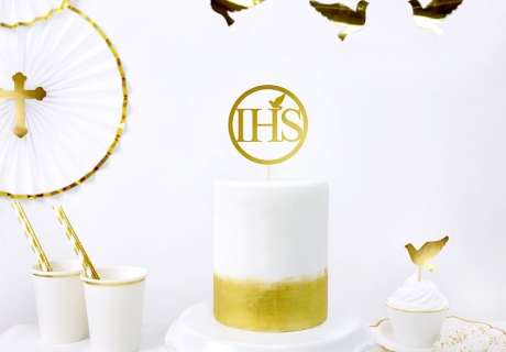 Das Symbol IHS ist ganz typisch für die Kommunion und als Cake-Topper eine schöne Idee